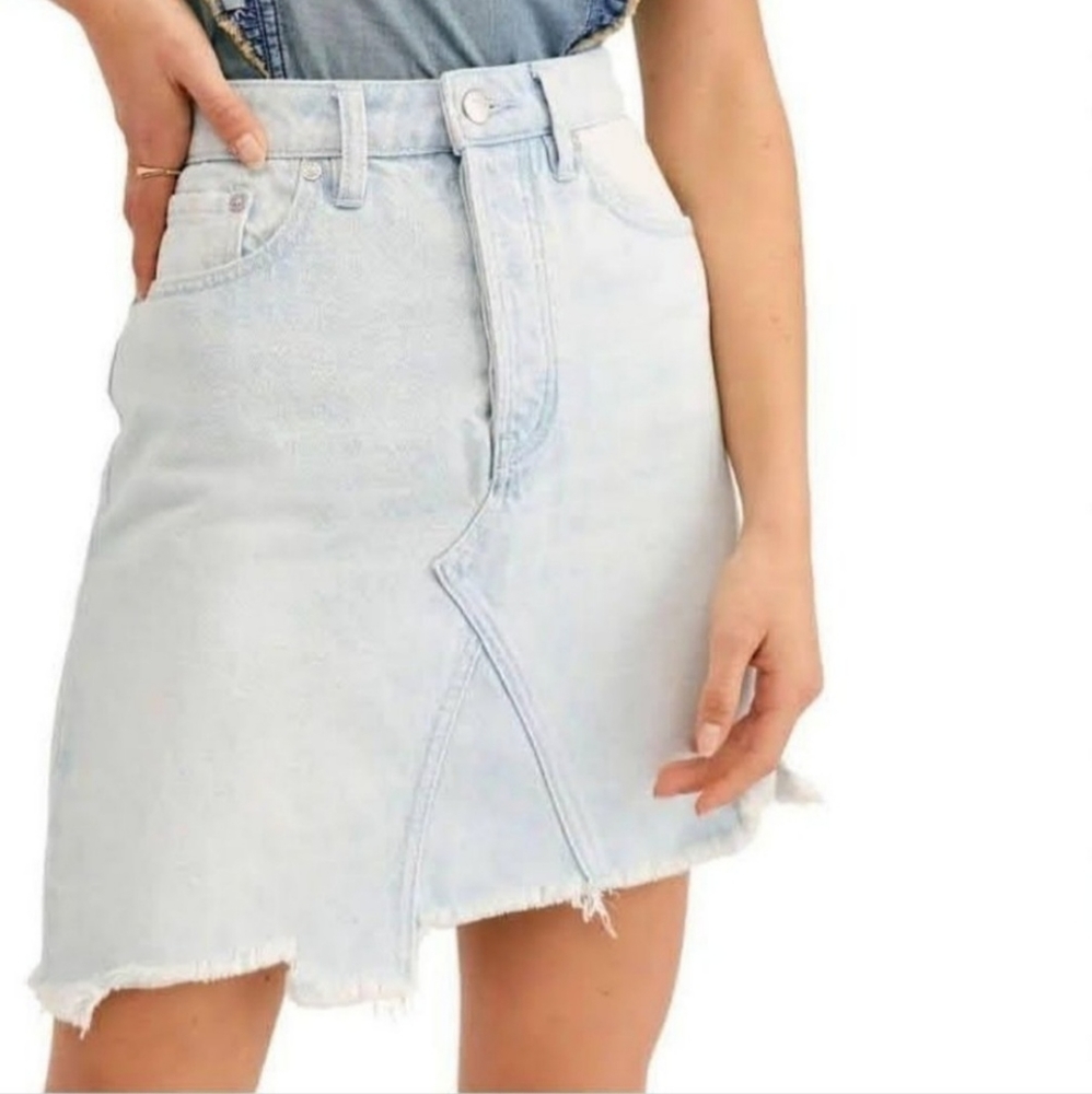 Free People Light Wash Denim Skirt
